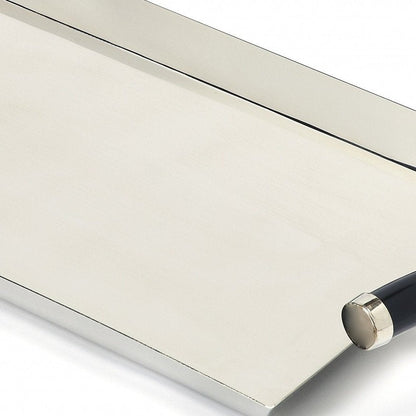 19" Silver Stainless Steel Serving Tray With Horn Handles HomeRoots