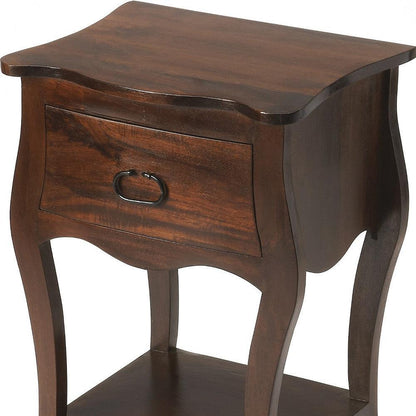 28" Brown One Drawer Solid Wood Nightstand - FurniFindUSA