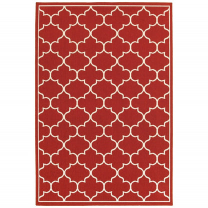 2' X 3' Red And Ivory Indoor Outdoor Area Rug HomeRoots