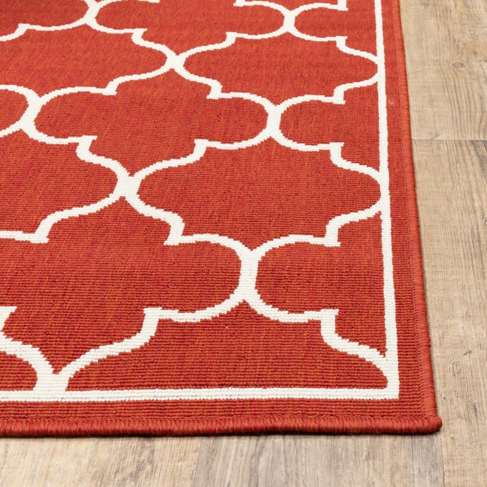 2' X 3' Red And Ivory Indoor Outdoor Area Rug — view 2