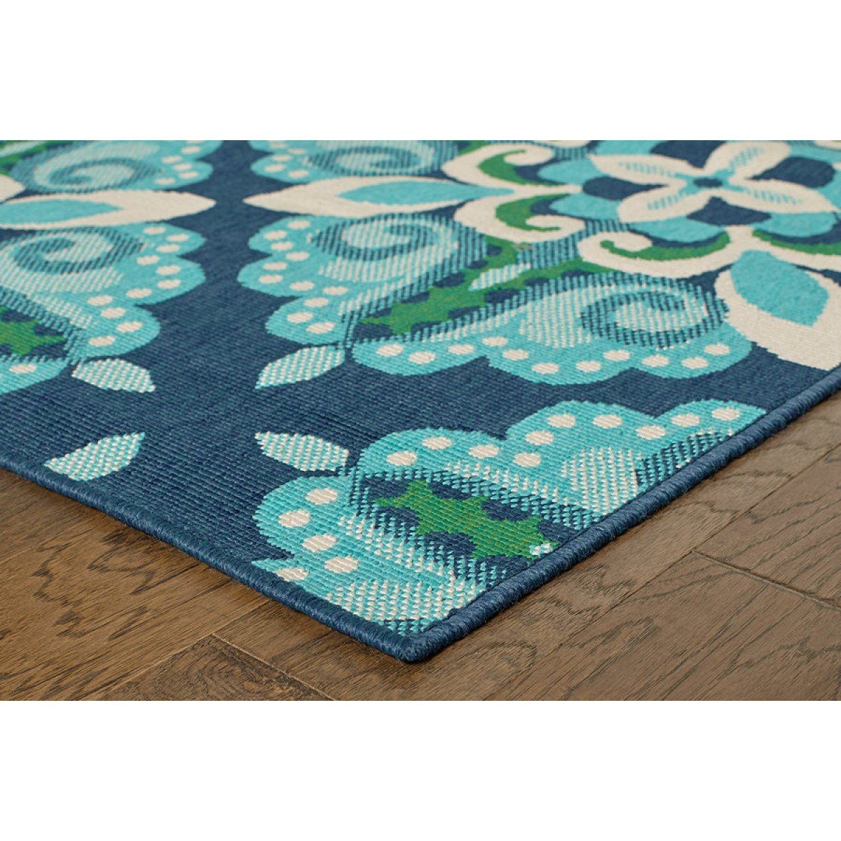 2' X 8' Blue and Green Indoor Outdoor Area Rug