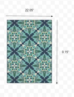 2' X 8' Blue and Green Indoor Outdoor Area Rug