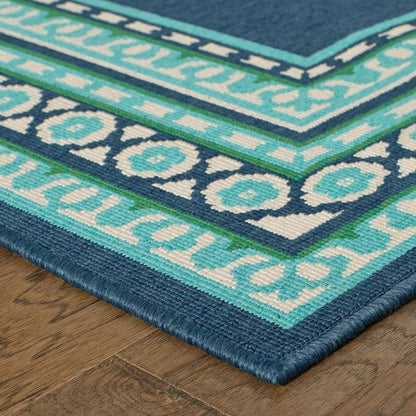 2' X 8' Blue and Green Indoor Outdoor Area Rug