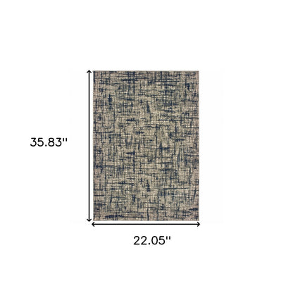 2' X 3' Blue and Gray Power Loom Area Rug - 45.0" (L) x 69.0" (W) x 1.0" (H)