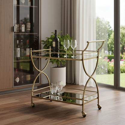 Antique Gold Bar Cart HomeRoots