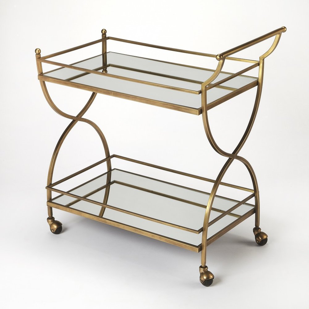 Antique Gold Bar Cart HomeRoots