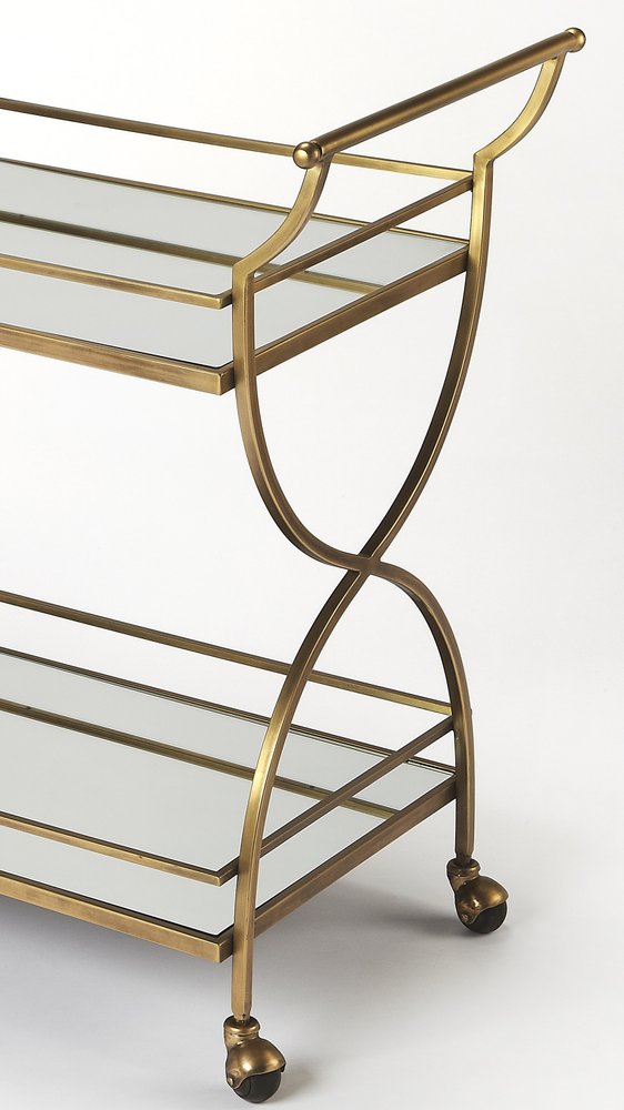 Antique Gold Bar Cart HomeRoots