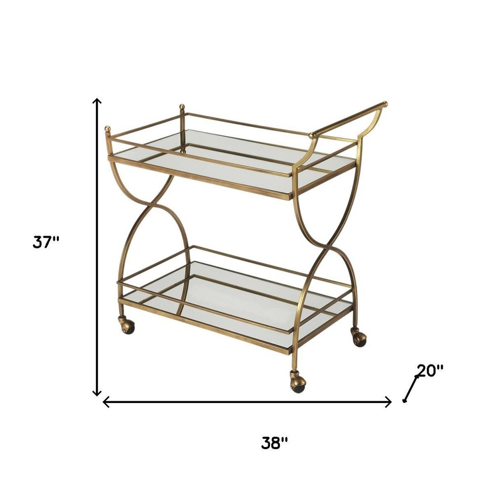 Antique Gold Bar Cart HomeRoots