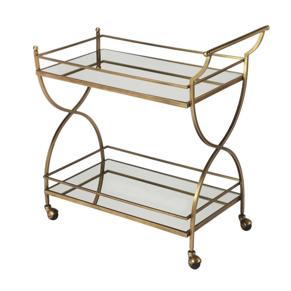 Antique Gold Bar Cart HomeRoots