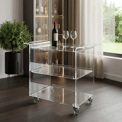 Clear Acrylic Rolling Server Bar Cart HomeRoots