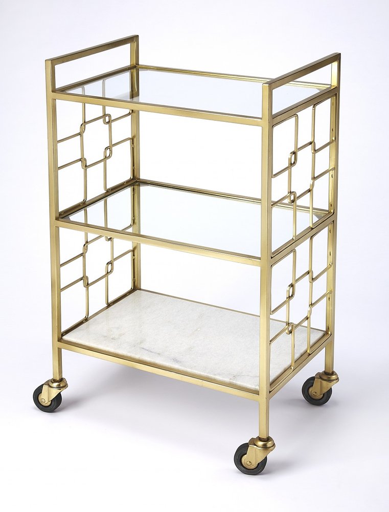 Polished Gold Bar Cart HomeRoots