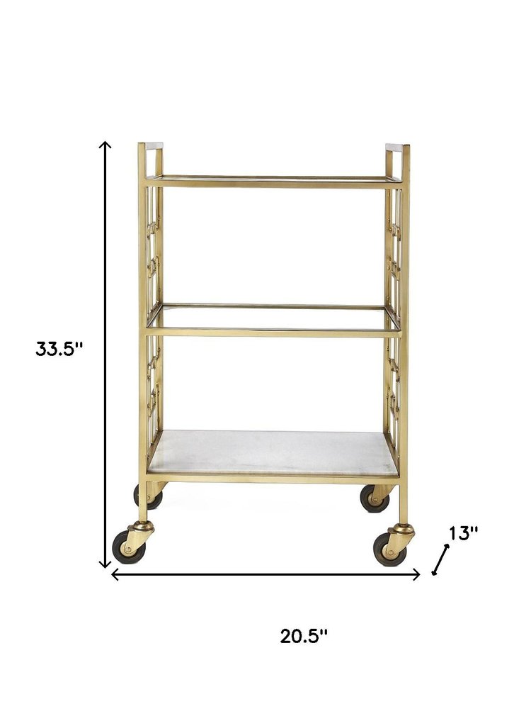 Polished Gold Bar Cart HomeRoots