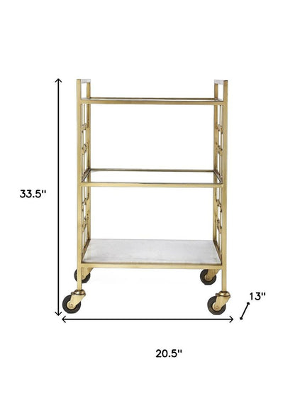 Polished Gold Bar Cart HomeRoots