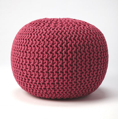 19" Pink Round Pouf Ottoman