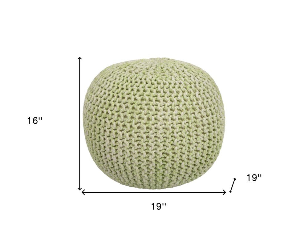 19" Green Wool Round Pouf Ottoman HomeRoots