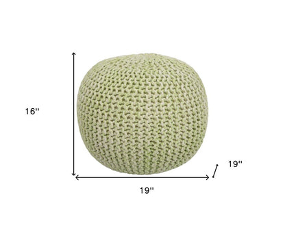 19" Green Wool Round Pouf Ottoman HomeRoots