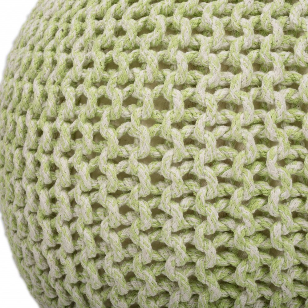19" Green Wool Round Pouf Ottoman HomeRoots