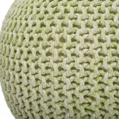 19" Green Wool Round Pouf Ottoman HomeRoots
