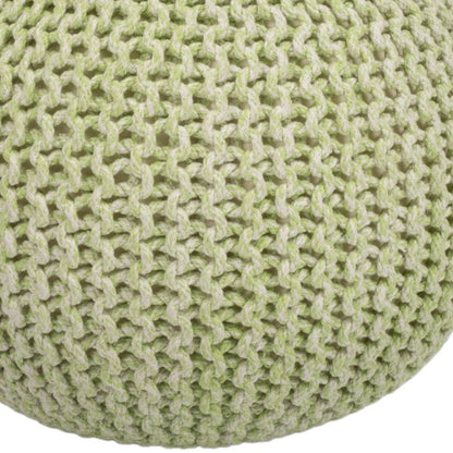 19" Green Wool Round Pouf Ottoman HomeRoots