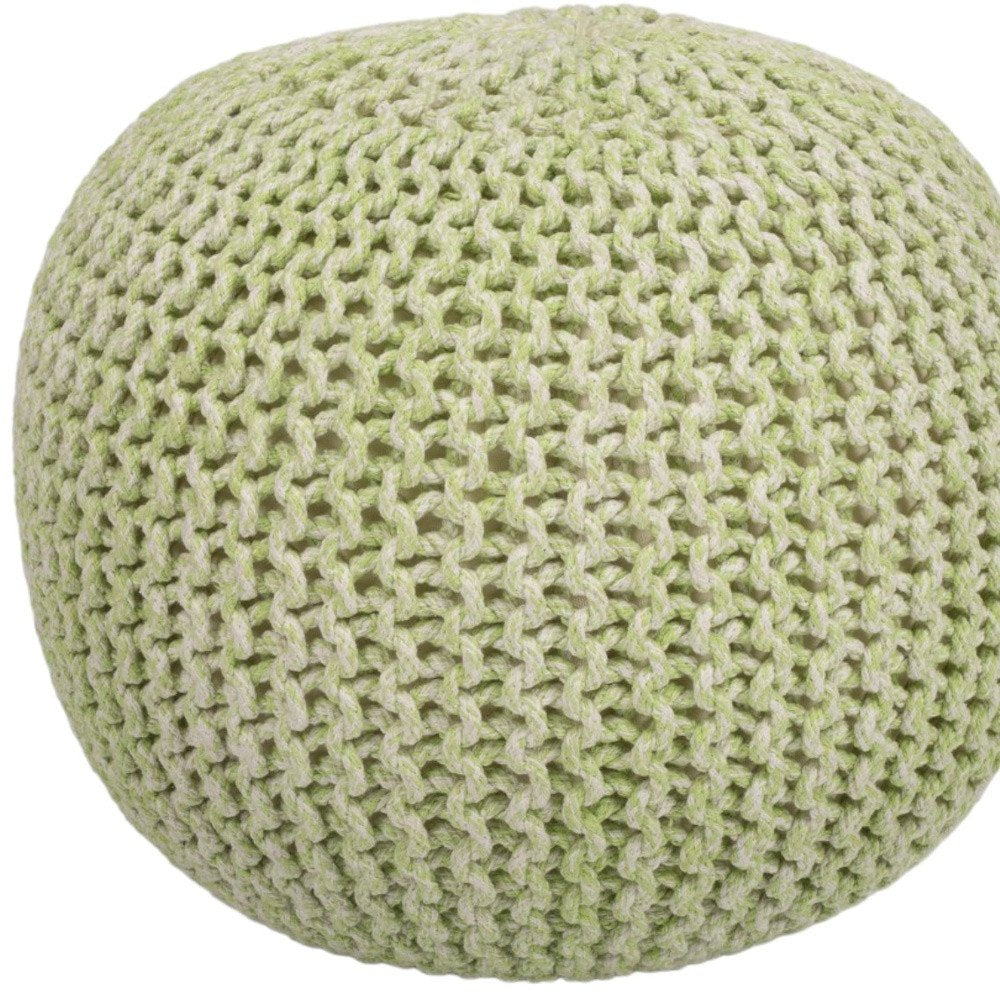 19" Green Wool Round Pouf Ottoman HomeRoots