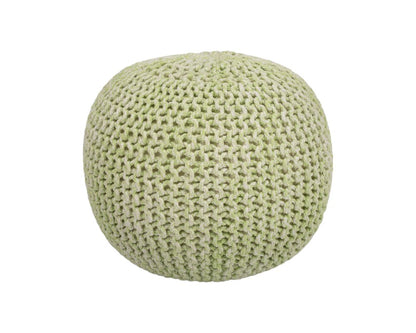 19" Green Wool Round Pouf Ottoman HomeRoots
