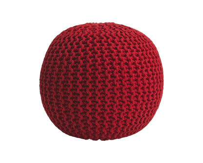 19" Red Round Pouf Ottoman