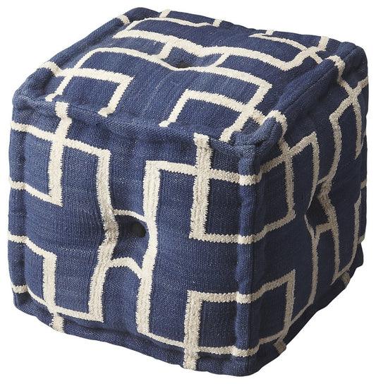 16" Blue Pouf Ottoman