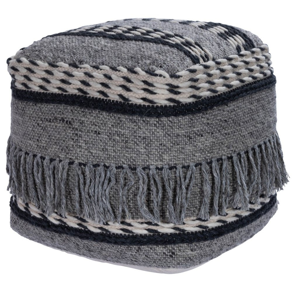 21" Gray Pouf Ottoman HomeRoots