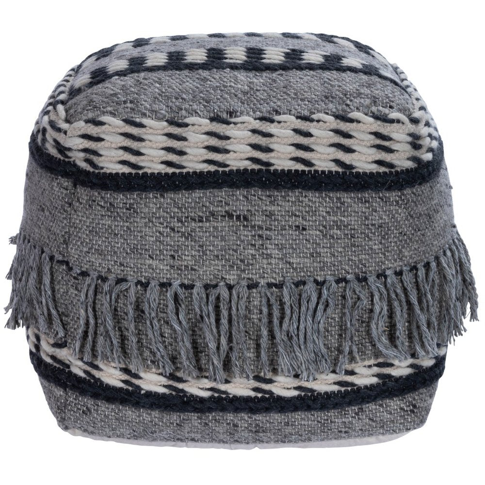 21" Gray Pouf Ottoman HomeRoots