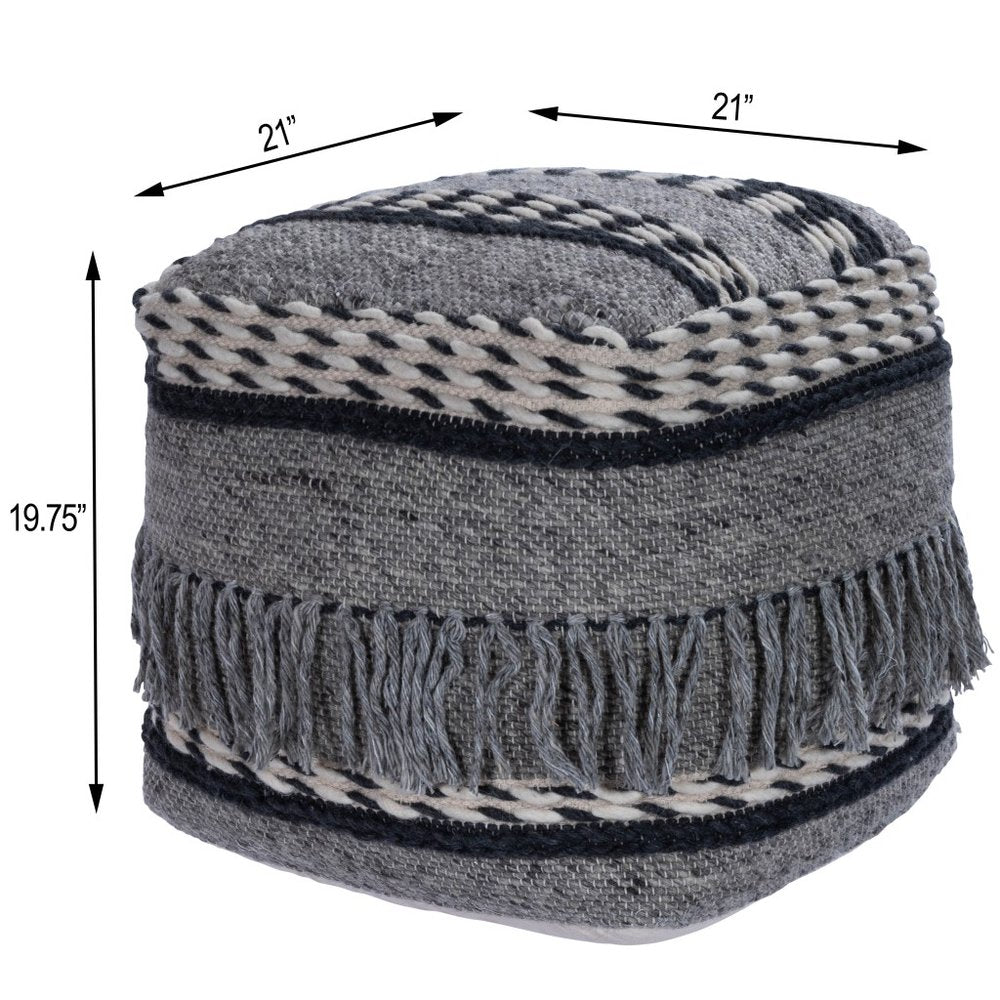 21" Gray Pouf Ottoman HomeRoots