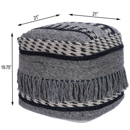 21" Gray Pouf Ottoman HomeRoots