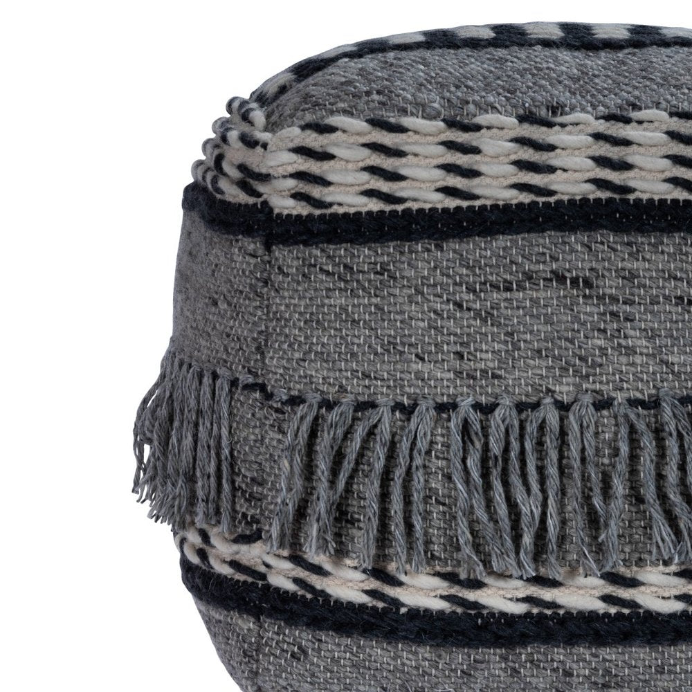 21" Gray Pouf Ottoman HomeRoots