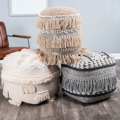 21" Gray Pouf Ottoman HomeRoots