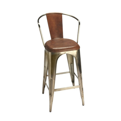 28" Brown and Gold Iron Bar Chair HomeRoots