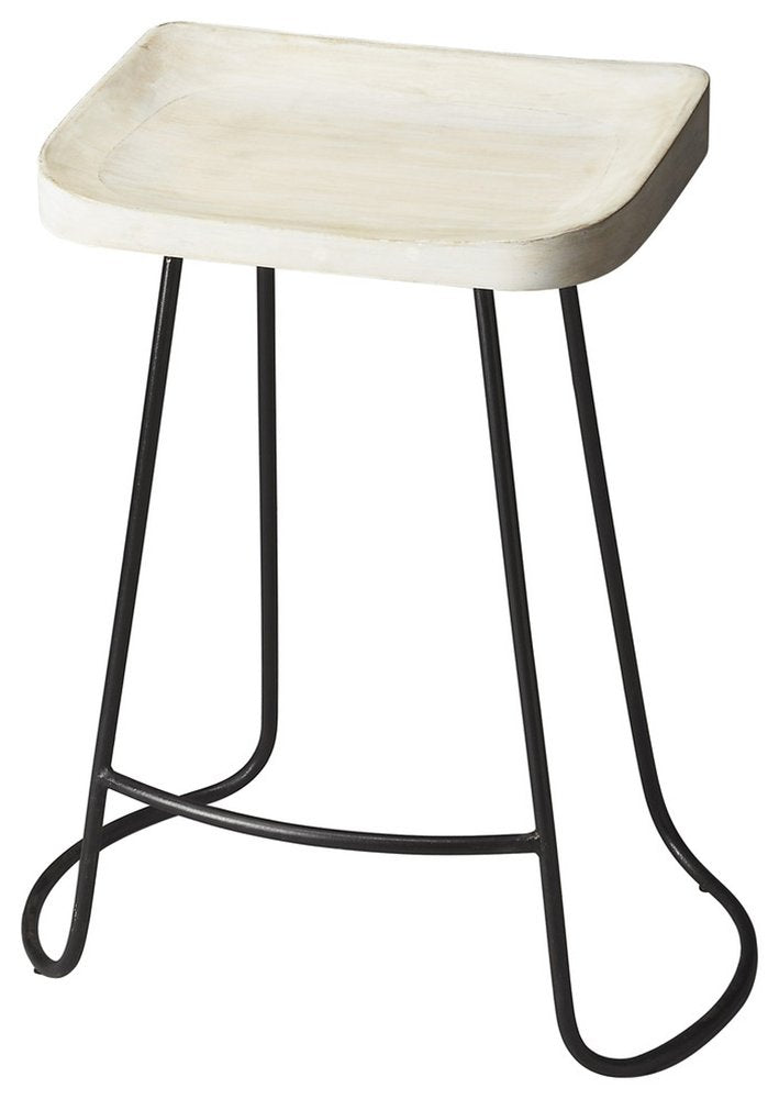 21" Off White and Black Manufactured Wood and Iron Backless Counter Height Bar Chair HomeRoots
