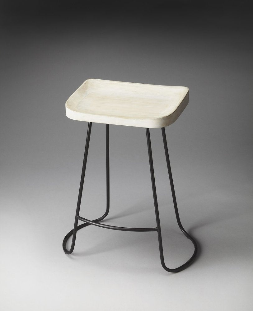 21" Off White and Black Manufactured Wood and Iron Backless Counter Height Bar Chair HomeRoots