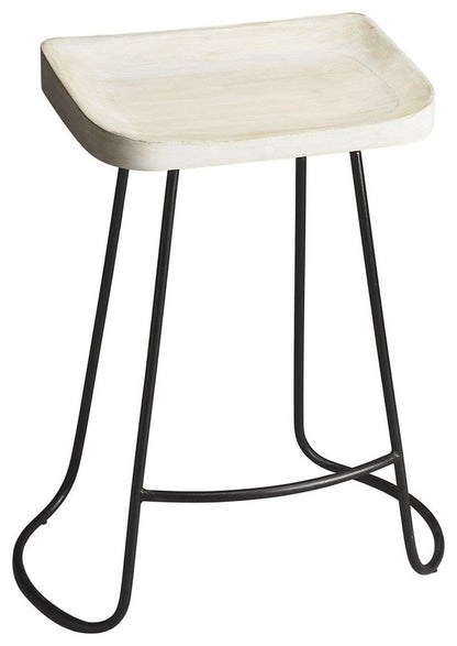 21" Off White and Black Manufactured Wood and Iron Backless Counter Height Bar Chair HomeRoots