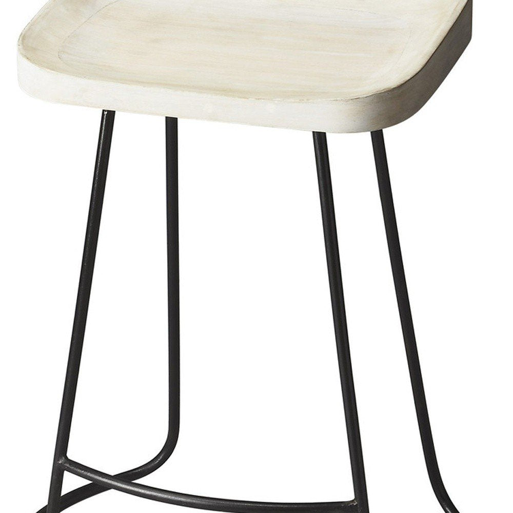 21" Off White and Black Manufactured Wood and Iron Backless Counter Height Bar Chair HomeRoots