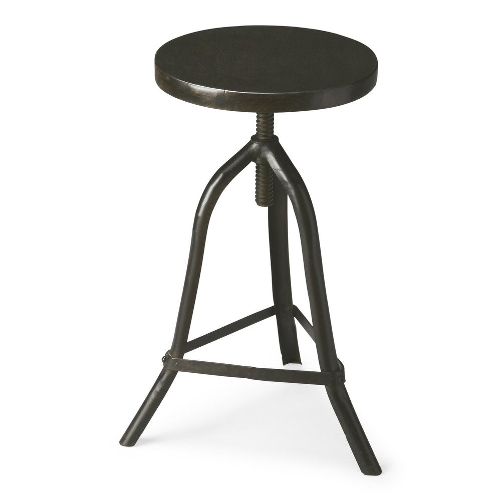 Black Solid Wood And Iron Backless Adjustable Height Bar Chair HomeRoots