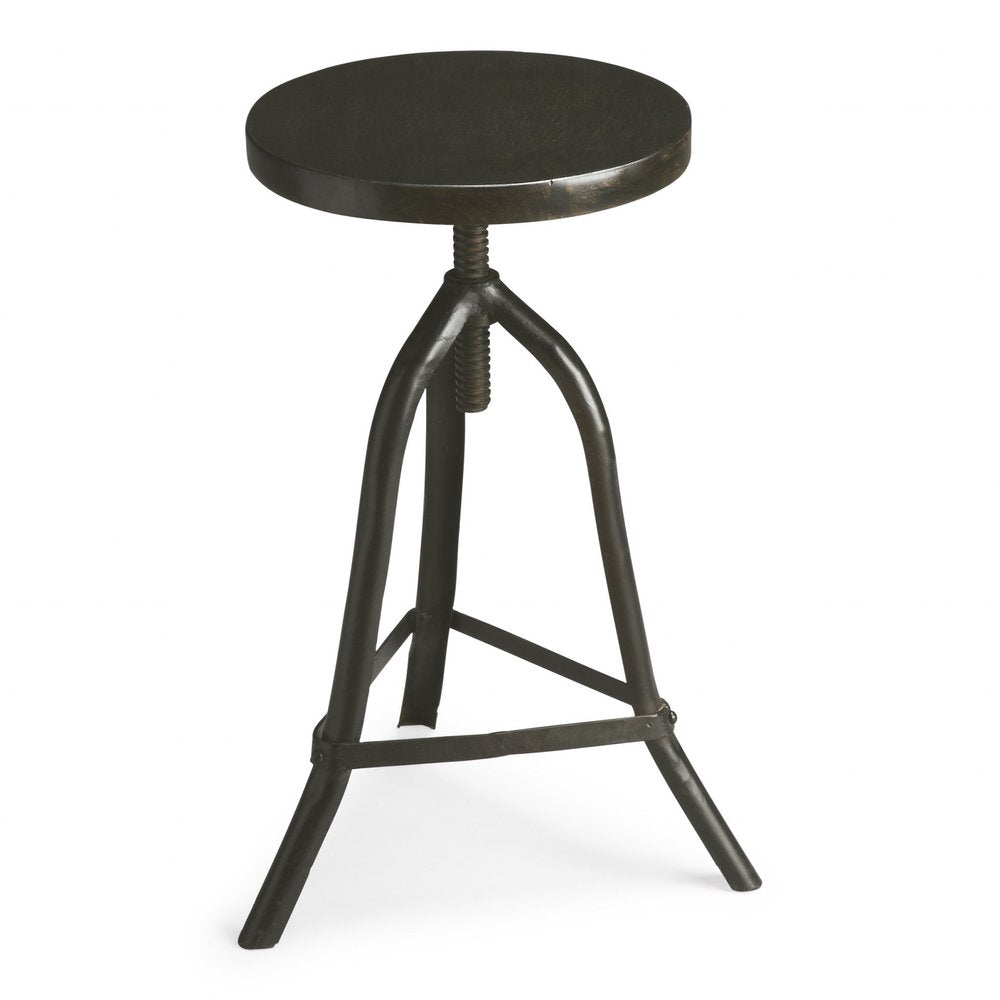 Black Solid Wood And Iron Backless Adjustable Height Bar Chair HomeRoots