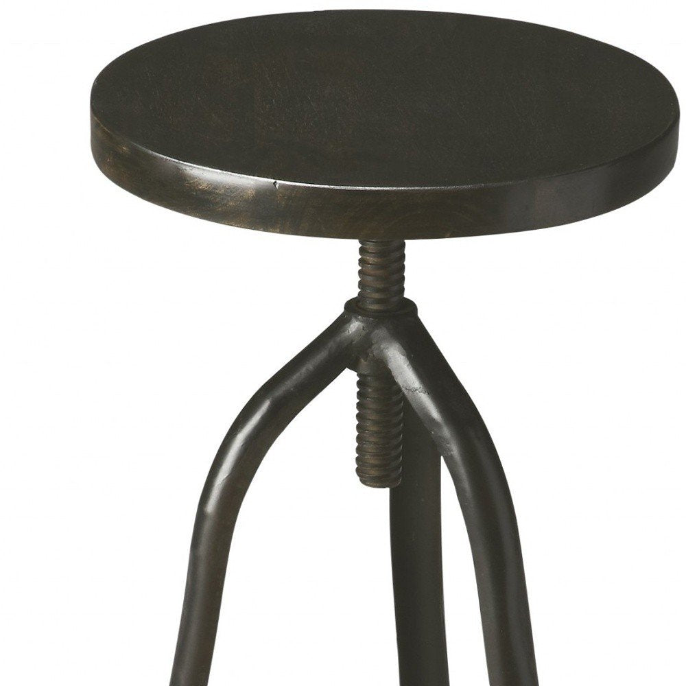 Black Solid Wood And Iron Backless Adjustable Height Bar Chair HomeRoots
