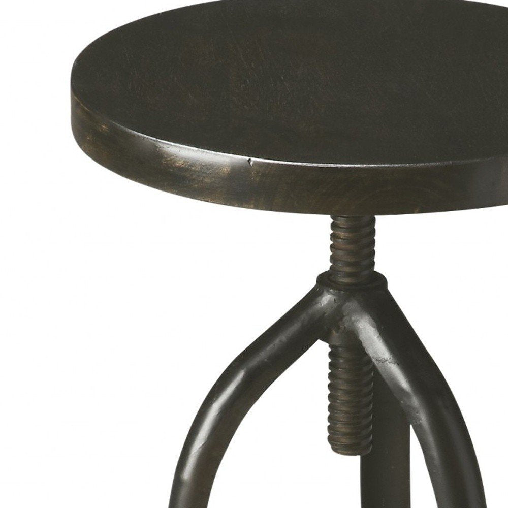 Black Solid Wood And Iron Backless Adjustable Height Bar Chair HomeRoots