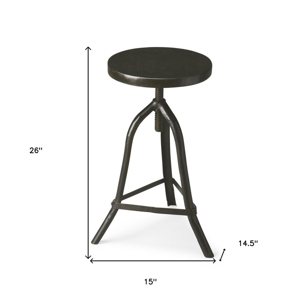 Black Solid Wood And Iron Backless Adjustable Height Bar Chair HomeRoots