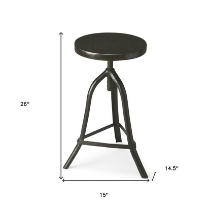 Black Solid Wood And Iron Backless Adjustable Height Bar Chair HomeRoots