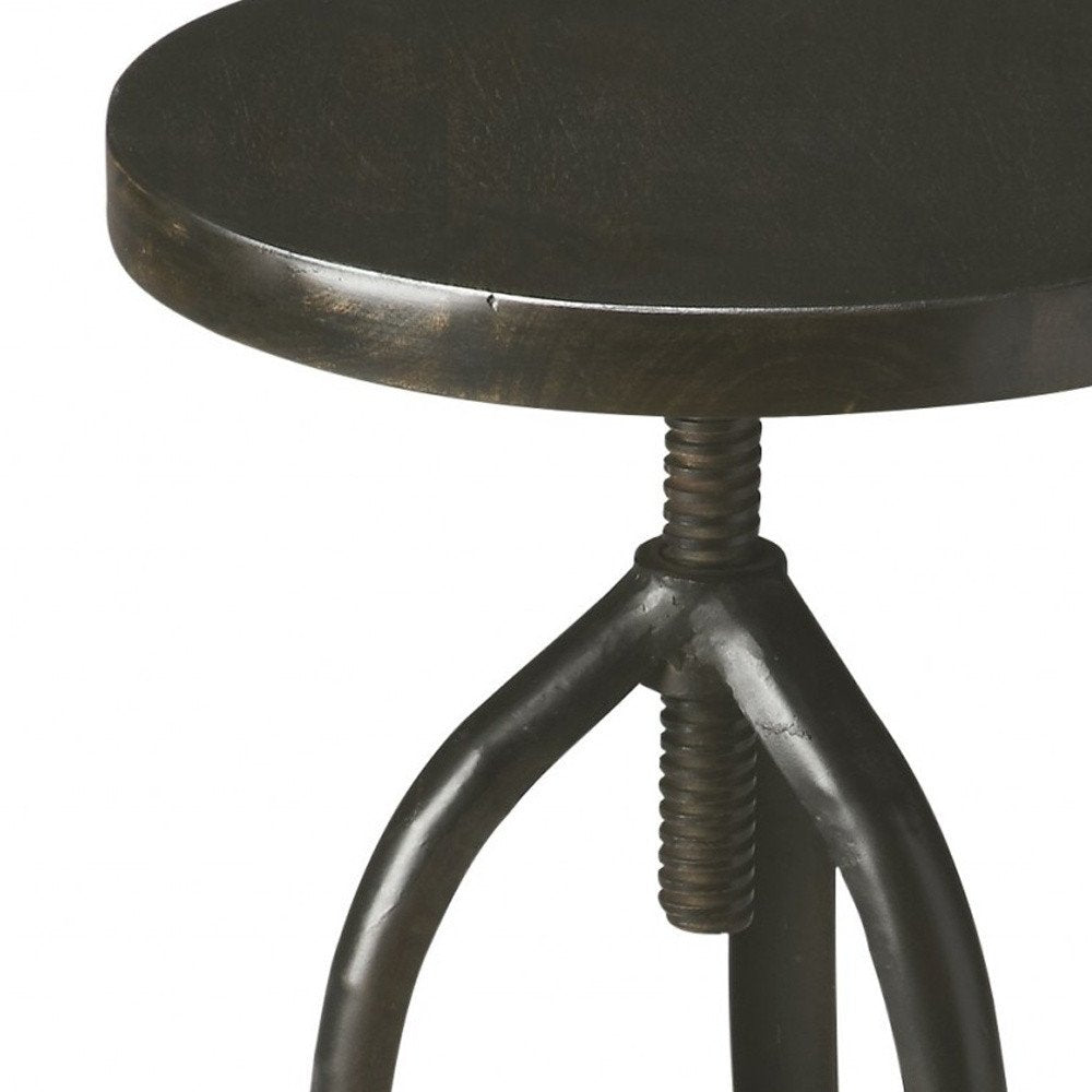 Black Solid Wood And Iron Backless Adjustable Height Bar Chair HomeRoots