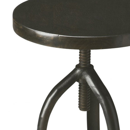 Black Solid Wood And Iron Backless Adjustable Height Bar Chair HomeRoots
