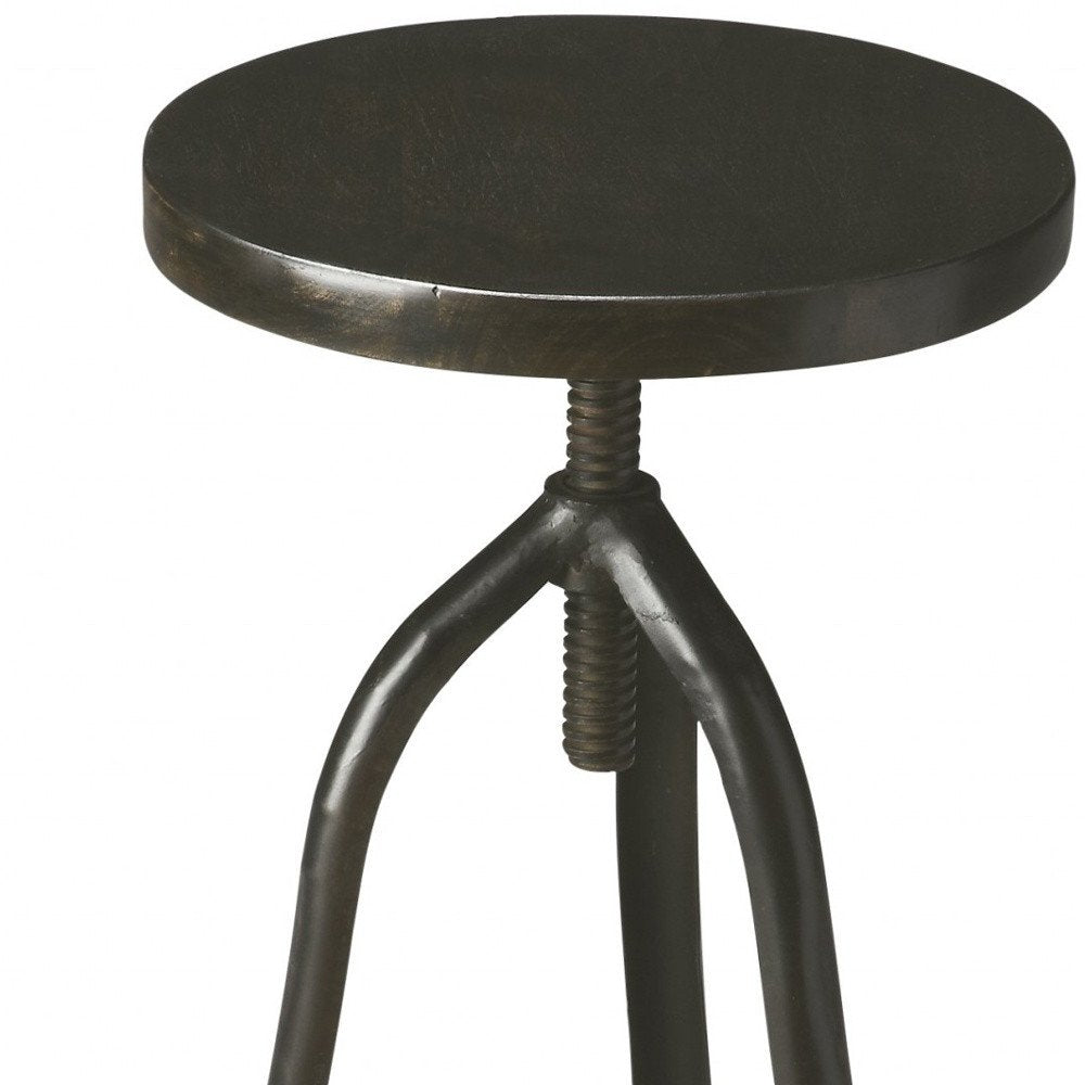 Black Solid Wood And Iron Backless Adjustable Height Bar Chair HomeRoots
