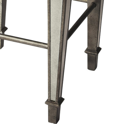 30" White and Silver Solid and Manufactured Wood Backless Counter Height Bar Chair HomeRoots