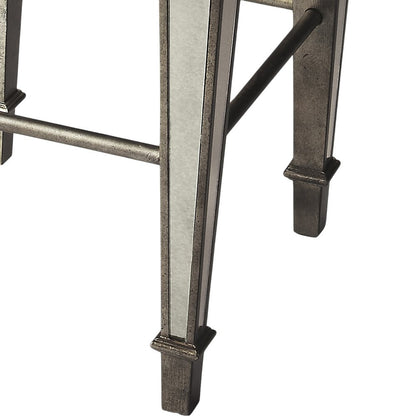 30" White and Silver Solid and Manufactured Wood Backless Counter Height Bar Chair - FurniFindUSA