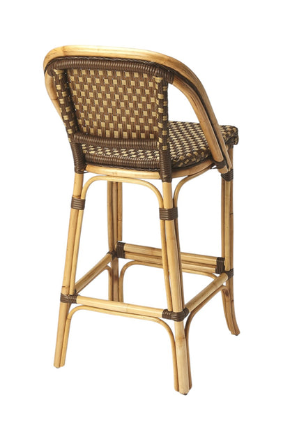 28" Brown Rattan Counter Height Bar Chair